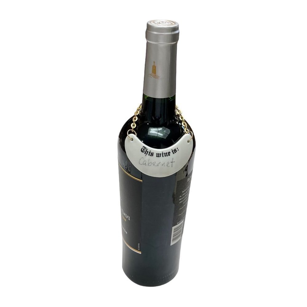 White Porcelain Bottle of Wine Markers by the Shafford Co Japan This Wine Is - Picture 4 of 6